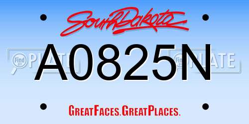 A0825N South Dakota License Plate