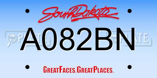 A082BN South Dakota License Plate