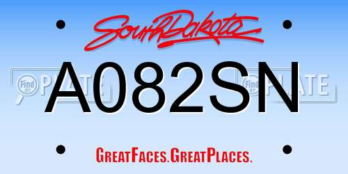 A082SN South Dakota License Plate