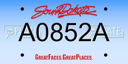 A0852A South Dakota License Plate