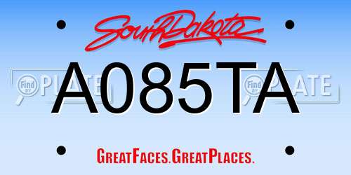 A085TA South Dakota License Plate