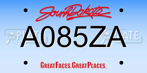 A085ZA South Dakota License Plate
