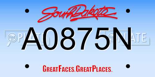 A0875N South Dakota License Plate