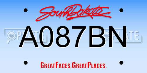 A087BN South Dakota License Plate