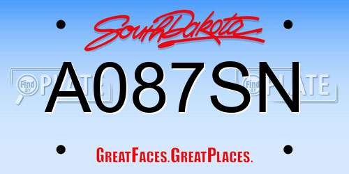 A087SN South Dakota License Plate