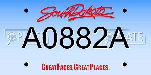 A0882A South Dakota License Plate