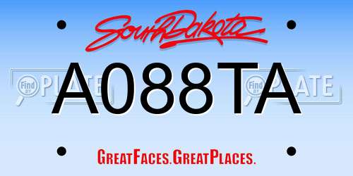 A088TA South Dakota License Plate