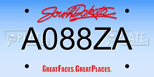 A088ZA South Dakota License Plate