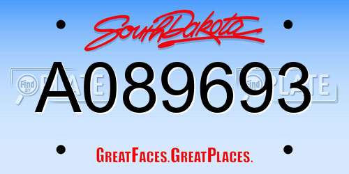 A089693 South Dakota License Plate