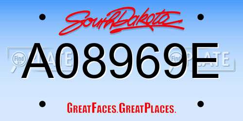 A08969E South Dakota License Plate