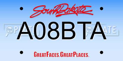 A08BTA South Dakota License Plate