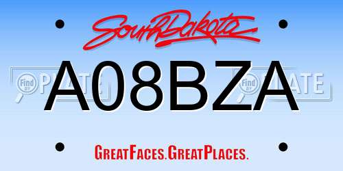 A08BZA South Dakota License Plate