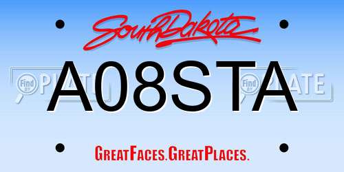 A08STA South Dakota License Plate