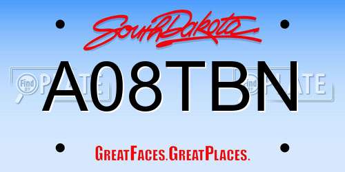 A08TBN South Dakota License Plate