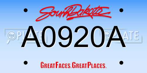 A0920A South Dakota License Plate