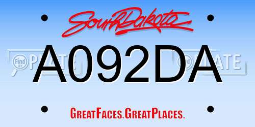 A092DA South Dakota License Plate