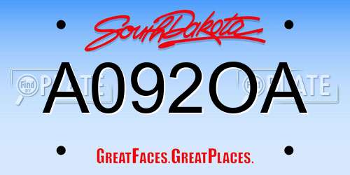 A092OA South Dakota License Plate