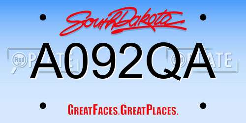 A092QA South Dakota License Plate