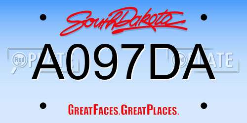 A097DA South Dakota License Plate