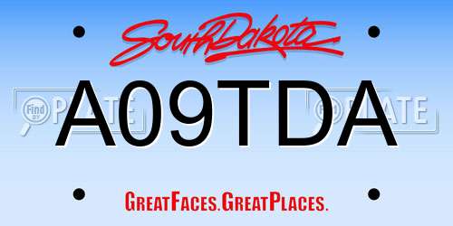 A09TDA South Dakota License Plate