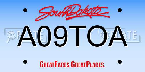 A09TOA South Dakota License Plate