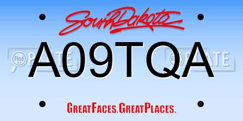 A09TQA South Dakota License Plate