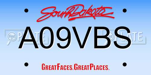 A09VBS South Dakota License Plate