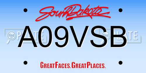 A09VSB South Dakota License Plate