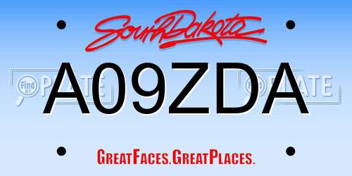 A09ZDA South Dakota License Plate