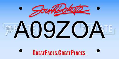 A09ZOA South Dakota License Plate