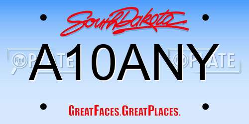 A10ANY South Dakota License Plate