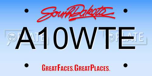 A10WTE South Dakota License Plate