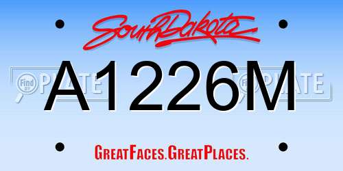 A1226M South Dakota License Plate