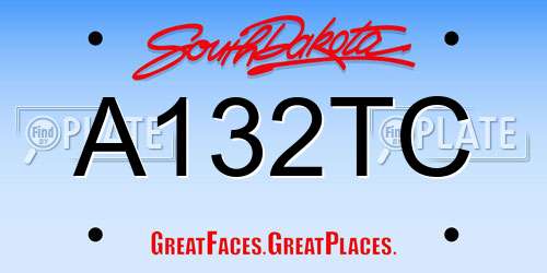 A132TC South Dakota License Plate