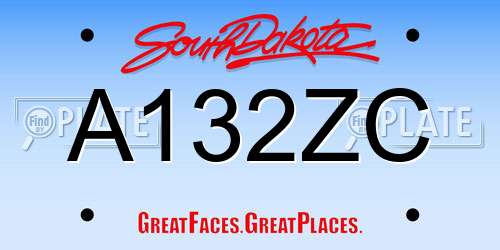 A132ZC South Dakota License Plate