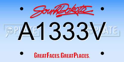 A1333V South Dakota License Plate