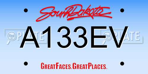 A133EV South Dakota License Plate
