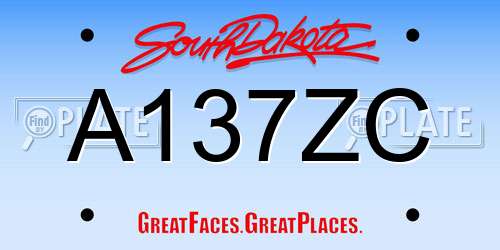 A137ZC South Dakota License Plate