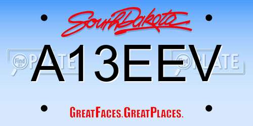 A13EEV South Dakota License Plate