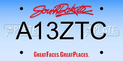 A13ZTC South Dakota License Plate