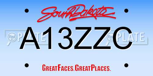 A13ZZC South Dakota License Plate