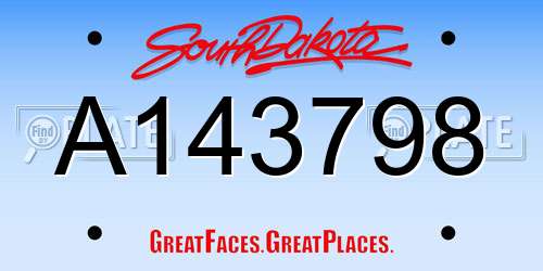 A143798 South Dakota License Plate