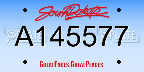 A145577 South Dakota License Plate