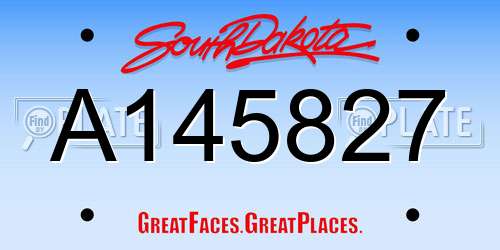 A145827 South Dakota License Plate