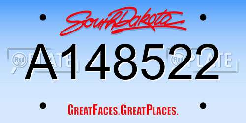 A148522 South Dakota License Plate