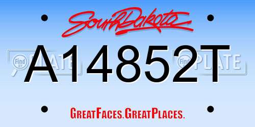 A14852T South Dakota License Plate