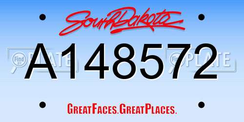 A148572 South Dakota License Plate