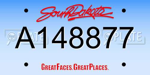 A148877 South Dakota License Plate