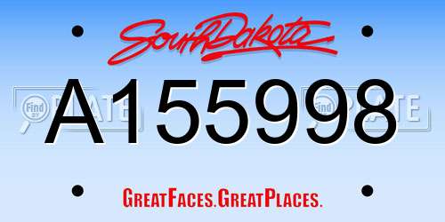 A155998 South Dakota License Plate