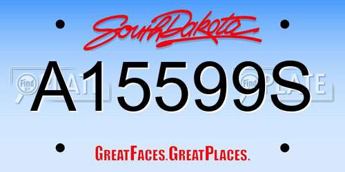 A15599S South Dakota License Plate